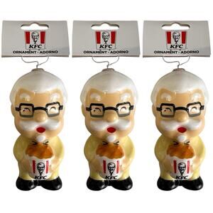 KFC Colonel Sanders Kentucky Fried Chicken Decoupage Ornament Ruz New Lot of 3